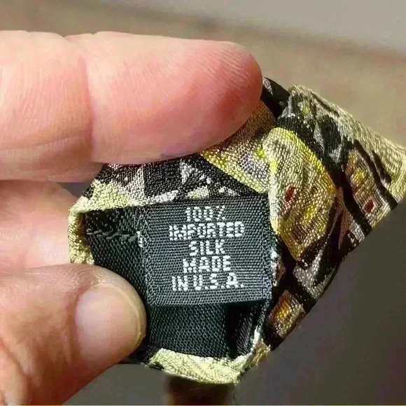 Guess Silk Tie Tan Blue 59” American Classics Made In USA - Picture 6 of 7